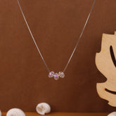Silver Clear Crystal Three Round Stone Pendant With Chain